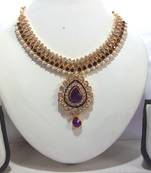 Purple pearl dulhan necklace set
