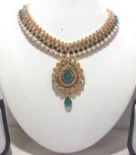 Sky Blue pearl Dulhan Necklace Set