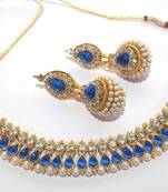Dark blue pearl gota neckalace set