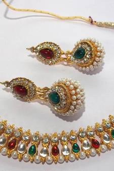 Multi color pearl gota necklace set