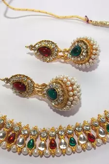 Multi color pearl gota necklace set