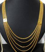 Five line Golden chain long necklace