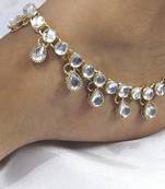 White stones kundan anklet