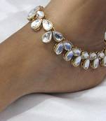 Fully White kundan anklet