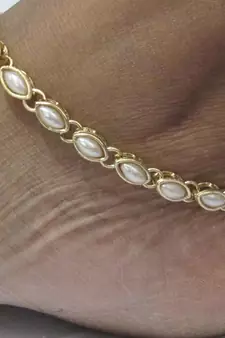 single line pearl kundan anklet