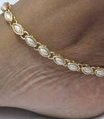 single line pearl kundan anklet