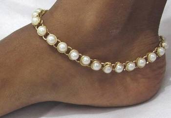 Single line round pearl anklet 1