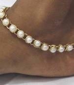 Single line round pearl anklet