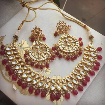 Maroon Kundan Necklace Set 1
