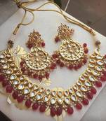 Maroon Kundan Necklace Set