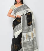off white printed art silk saree with blouse