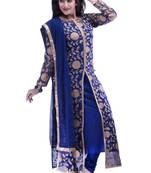 Manmandir's Blue Colour Straight Front Slite Readymade Salwar