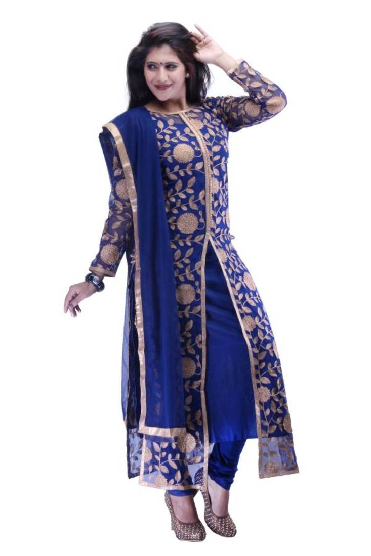 Manmandir's Blue Colour Straight Front Slite Readymade Salwar