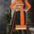 Orange and black embroidered glaze cotton unstitched salwar with dupatta