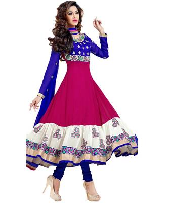 Blue georgette embroidered semi stitiched salwar with dupatta 1
