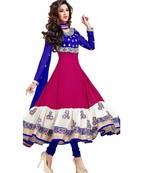 Blue georgette embroidered semi stitiched salwar with dupatta
