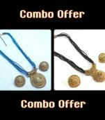 Blue and Black Thread Necklace Set offer