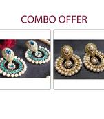 Sea Blue and pearl polki earrings