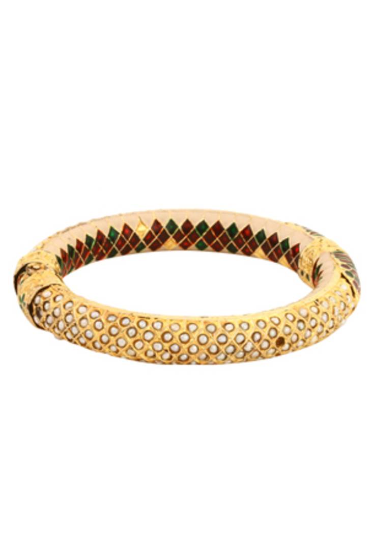 PURE Collection Pearl Gold Plated Meena Enamel Ethnic Antique Clutch