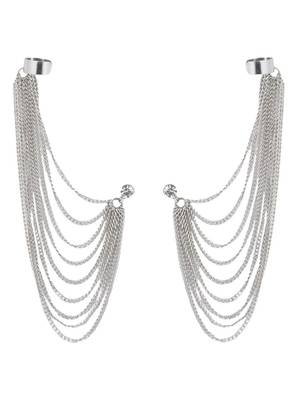 Bunch Of Falling Chains Silvery Ear-Cuff 1