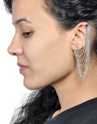 Bunch Of Falling Chains Silvery Ear-Cuff 3