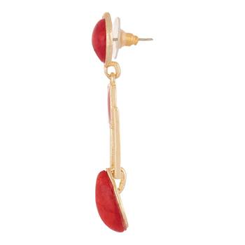 Squarish Crown Hot Red Earrings 2