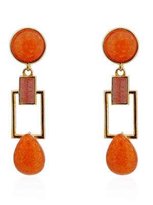 Tangerine Squarish Crown Earrings 1