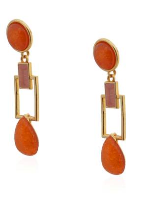 Tangerine Squarish Crown Earrings 2