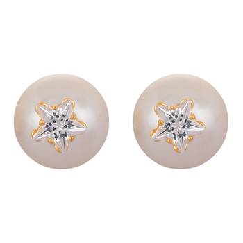 Pyramid Dual White Pearl Studs 1