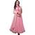 Pink net embroidered semi stitched salwar with dupatta