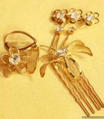 Flower Gold Look Zircon Hairclip