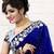 Blue-White Velvet Saree With White Blouse