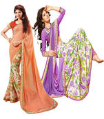 multicolor printed georgette saree with blouse