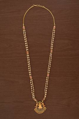 Laxmi necklace with pearl and ruby chain one gram gold Temple jewellery 2