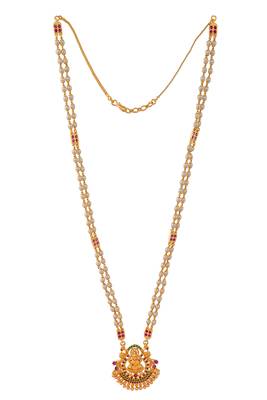 Laxmi necklace with pearl and ruby chain one gram gold Temple jewellery 3