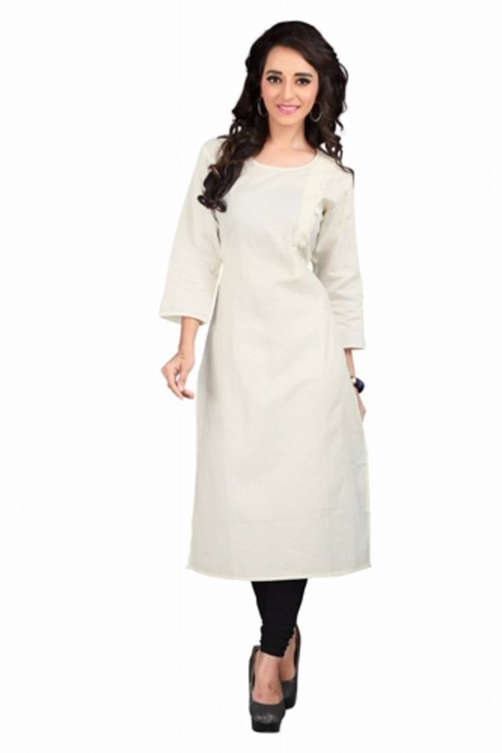 Off white plain glaze cotton kurti