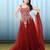 Red net embroidered semi stitiched gown