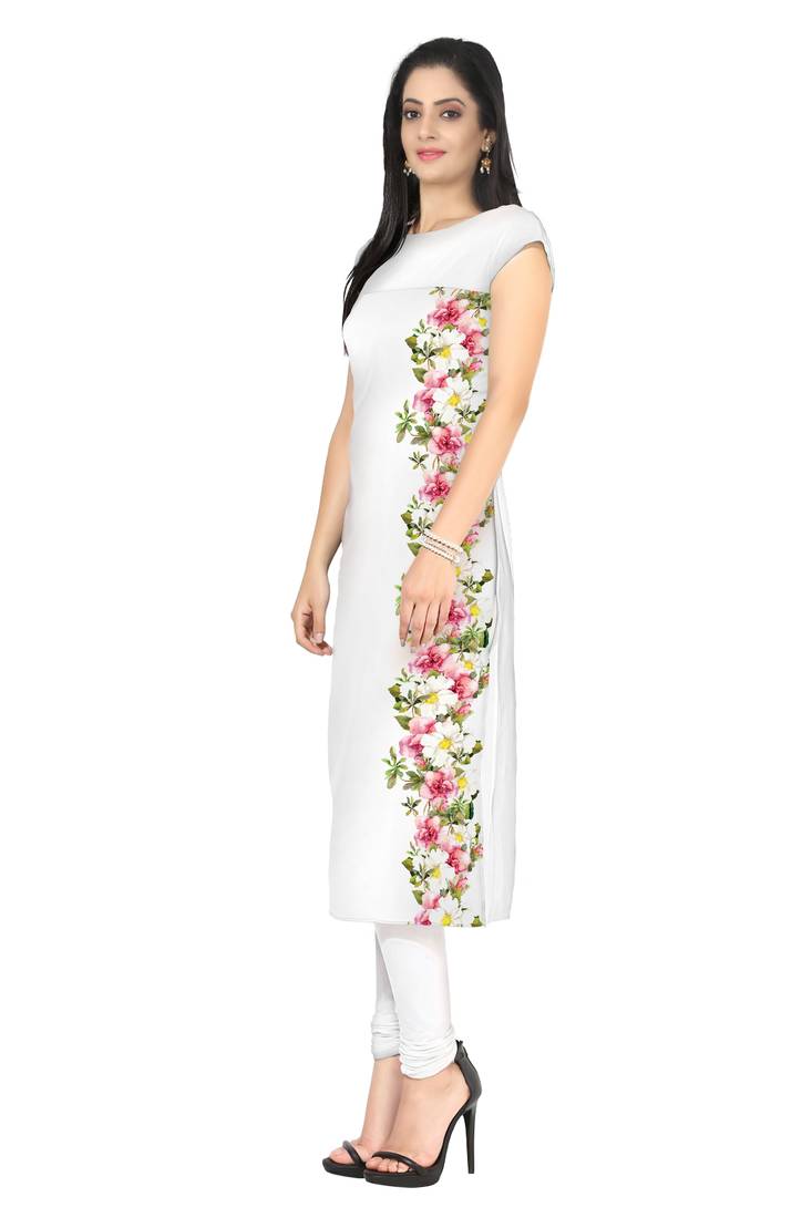 White faux crepe kurti