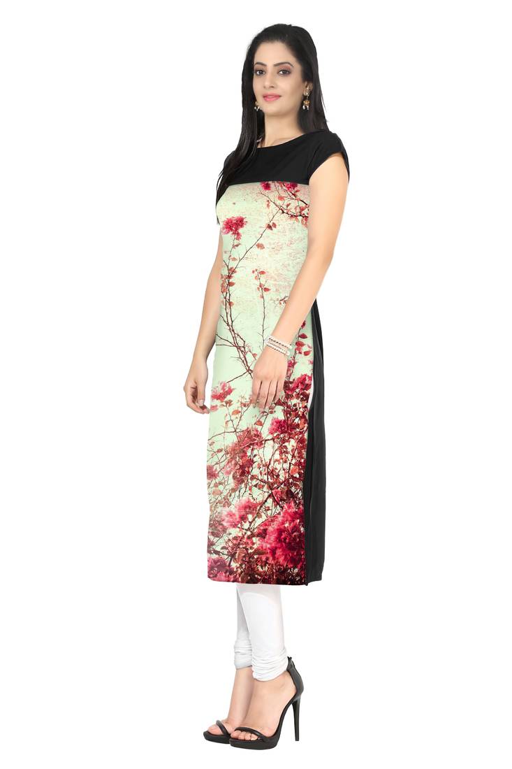 Multicolour faux crepe kurti