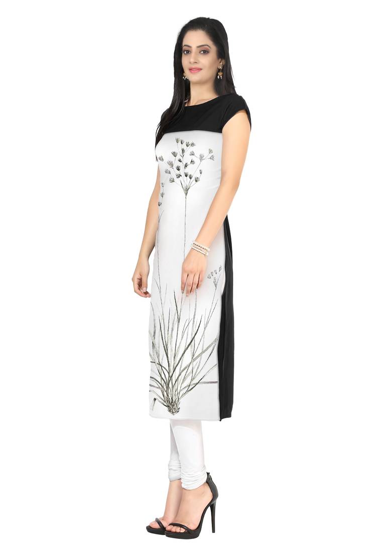 White faux crepe kurti