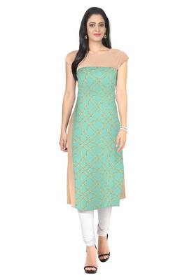Green faux crepe kurti 1
