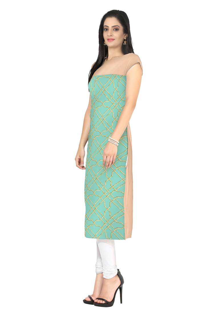 Green faux crepe kurti