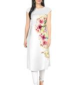 White faux crepe kurti