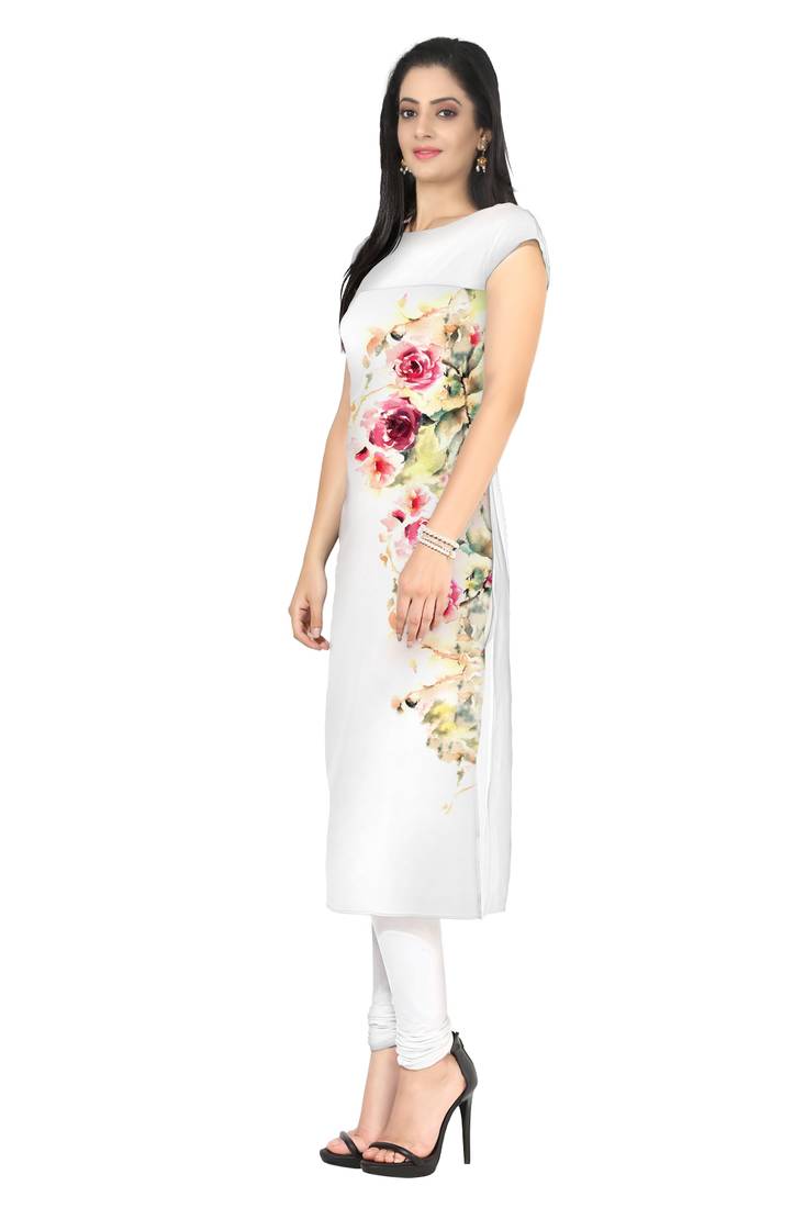 White faux crepe kurti