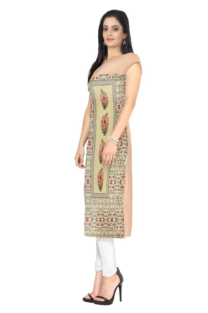 Multicolour faux crepe kurti