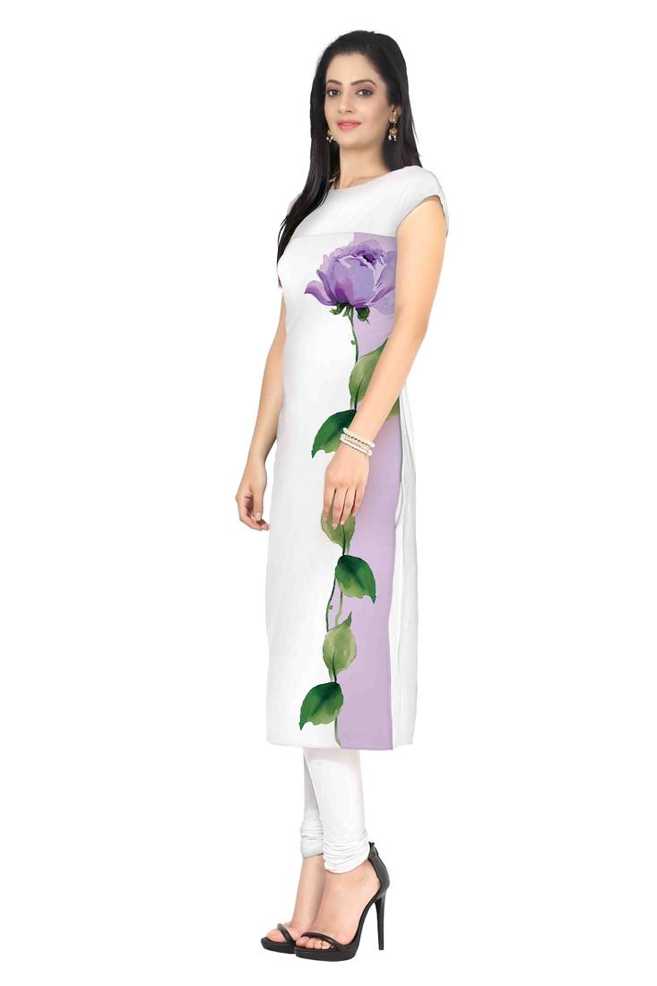 White faux crepe kurti