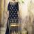 Navy blue cotton lawn embroidered semi stitiched salwar with dupatta