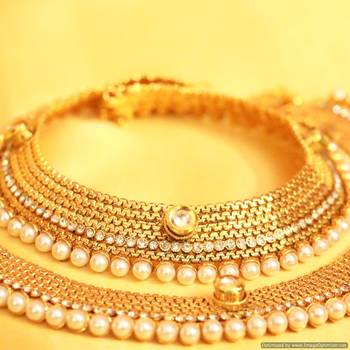 Gold look pearl  and  kundan anklets 2