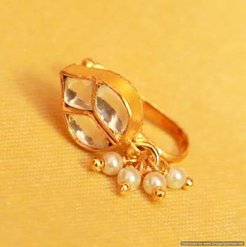 Kundan  And  Pearl Marathi Nose Ring 1