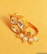 Kundan  And  Pearl Marathi Nose Ring